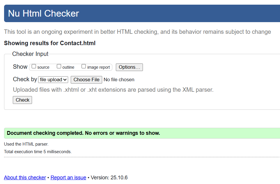 HTML Validation Screenshot
