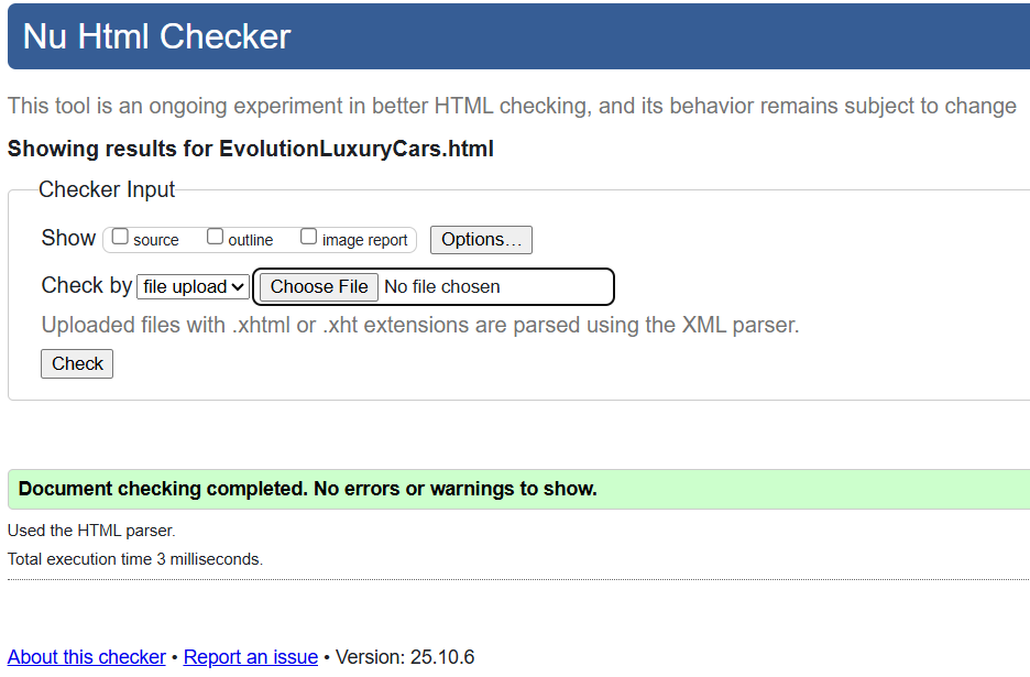 HTML Validation Screenshot