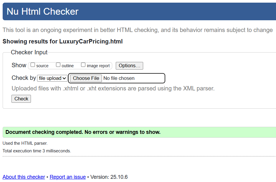 HTML Validation Screenshot