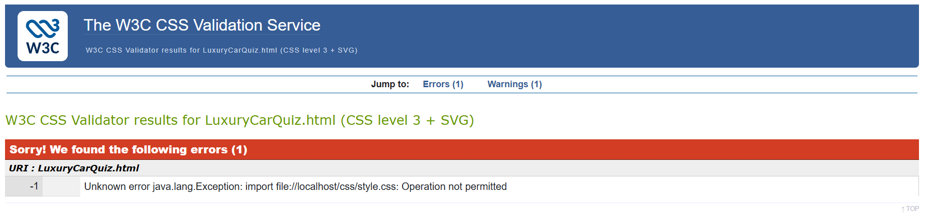 CSS Validation Screenshot