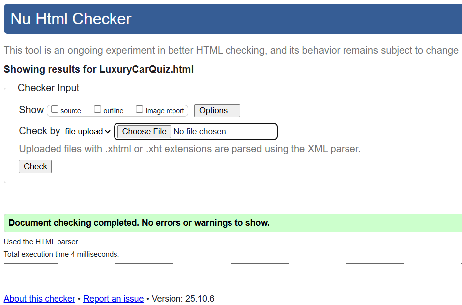 HTML Validation Screenshot